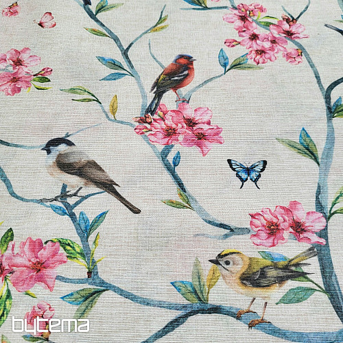 Decorative fabric BIRDS IN BRANCHES