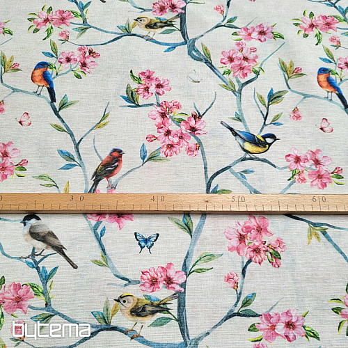 Decorative fabric BIRDS IN BRANCHES