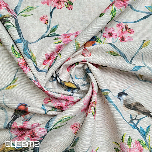 Decorative fabric BIRDS IN BRANCHES