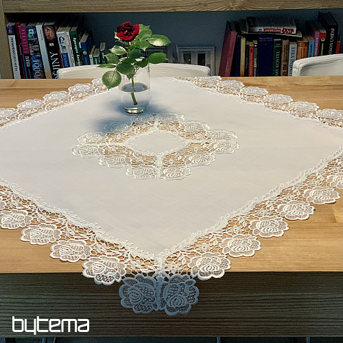 WHITE ROSE LACE tablecloth