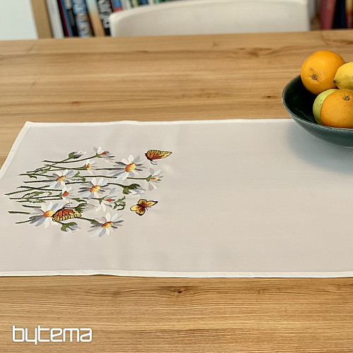 Embroidered tablecloth and scarf DAISIES AND BUTTERFLIES