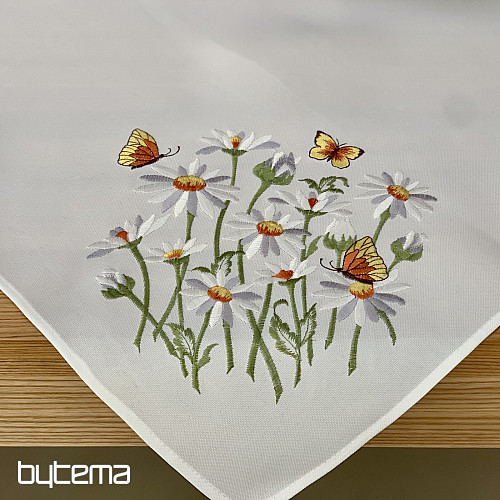 Embroidered tablecloth and scarf DAISIES AND BUTTERFLIES