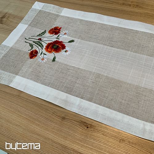 Embroidered tablecloth and scarf POPPIES