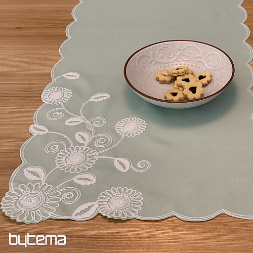 MINT FLOWERS embroidered scarf