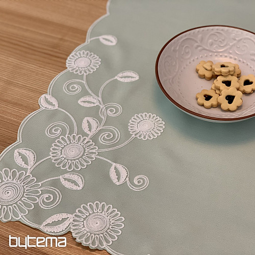 MINT FLOWERS embroidered scarf