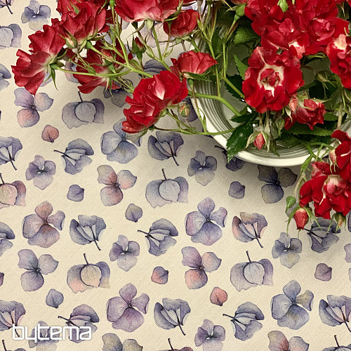 MONTANA PURPLE BLUE FLOWERS tablecloth and scarf