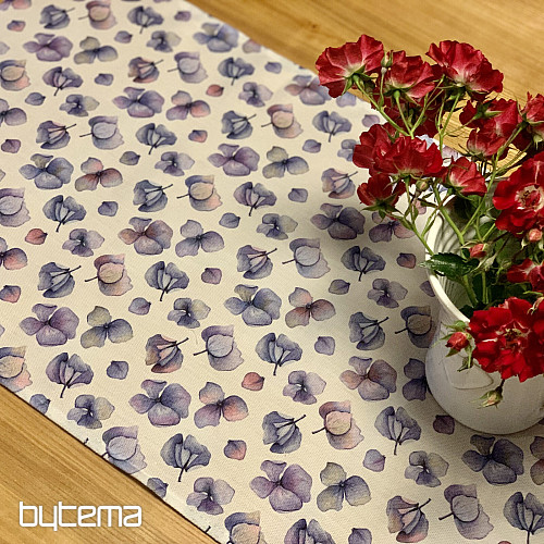 MONTANA PURPLE BLUE FLOWERS tablecloth and scarf