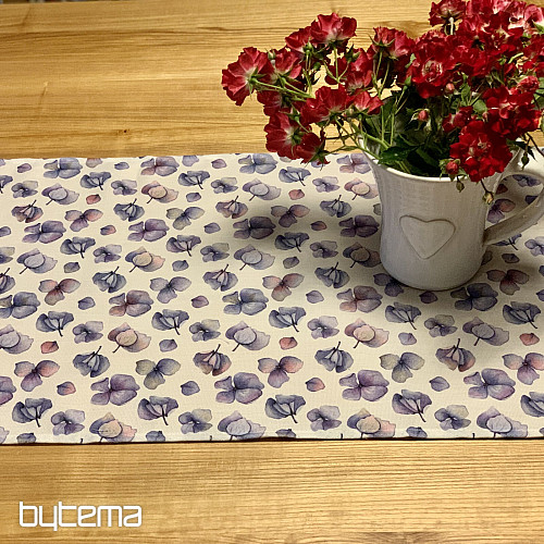 MONTANA PURPLE BLUE FLOWERS tablecloth and scarf
