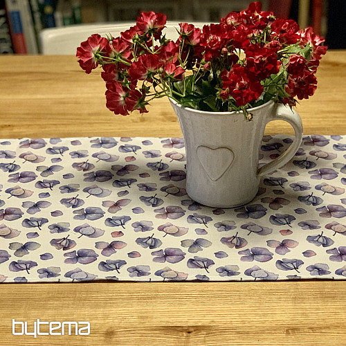 MONTANA PURPLE BLUE FLOWERS tablecloth and scarf