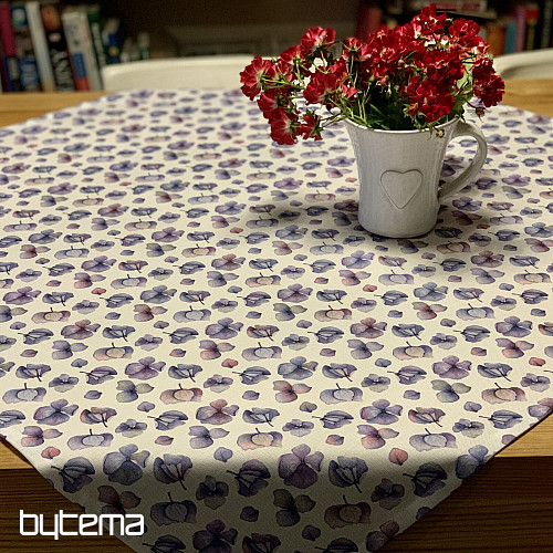 MONTANA PURPLE BLUE FLOWERS tablecloth and scarf