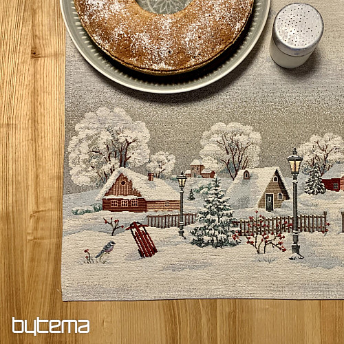 Gobelin tablecloth, shawl and table setting WINTER IDYLKA