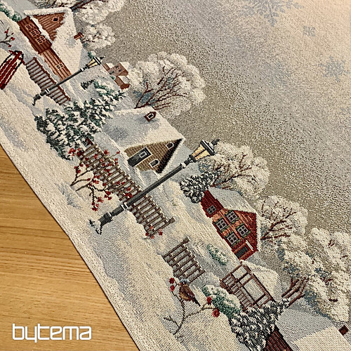 Gobelin tablecloth, shawl and table setting WINTER IDYLKA
