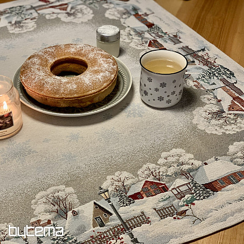 Gobelin tablecloth, shawl and table setting WINTER IDYLKA