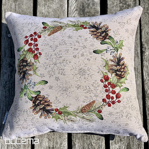 Christmas tapestry cover PINE and MISTLETTE