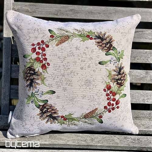 Christmas tapestry cover PINE and MISTLETTE CIRCLE