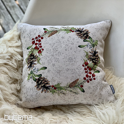 Christmas tapestry cover PINE and MISTLETTE CIRCLE