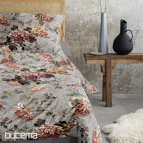 IRISETTE luxury flannel bedding ZOBEL 8552-11 FLOWERS gray