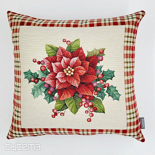 Christmas tapestry cover CHRISTMAS STAR red check