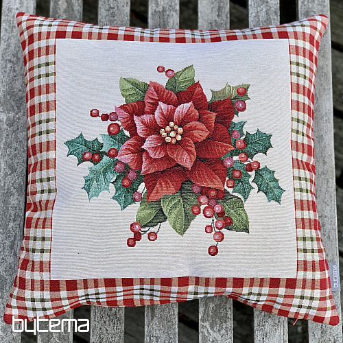 Christmas tapestry cover CHRISTMAS STAR red check