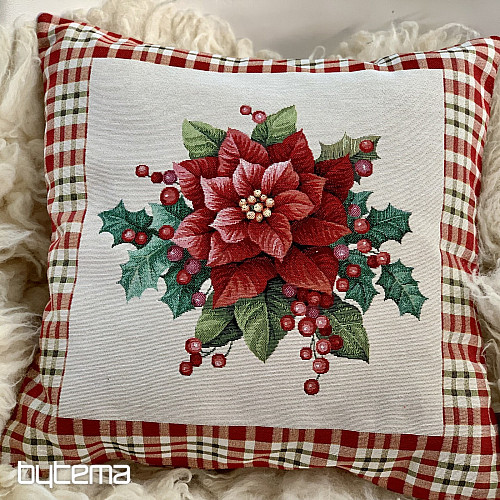 Christmas tapestry cover CHRISTMAS STAR red check
