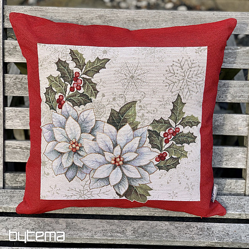 Christmas tapestry cover CHRISTMAS STAR red frame