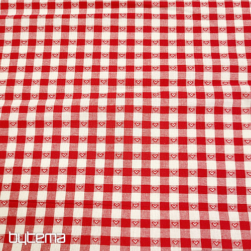 Decorative fabric KANAFAS SOFI HEART red
