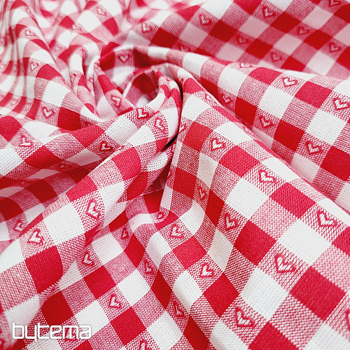 Decorative fabric KANAFAS SOFI HEART red