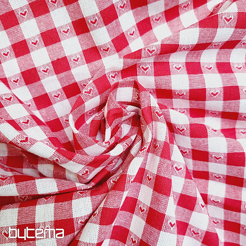 Decorative fabric KANAFAS SOFI HEART red