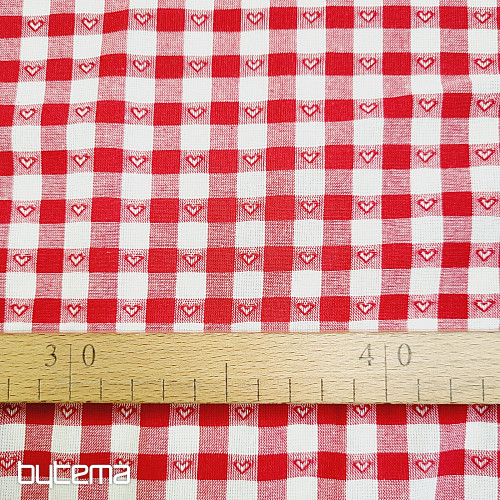 Decorative fabric KANAFAS SOFI HEART red