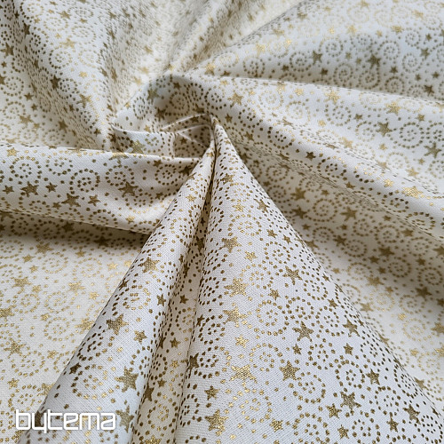 Cotton fabric CHRISTMAS STARS AND SPIRALS
