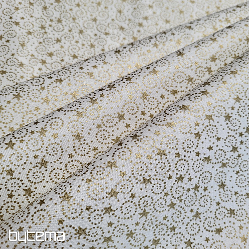 Cotton fabric CHRISTMAS STARS AND SPIRALS