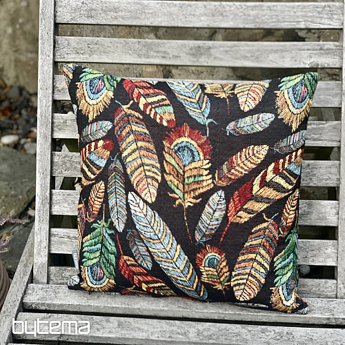 Gobelin cushion cover FEATHER BLACK