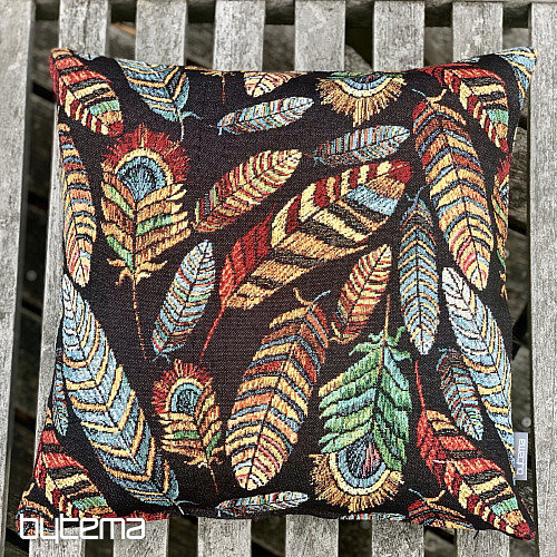 Gobelin cushion cover FEATHER BLACK