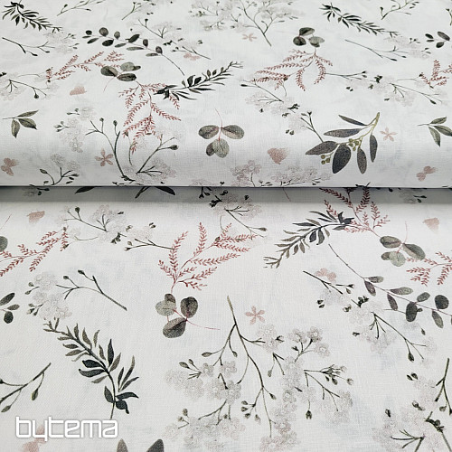 Cotton fabric FINE TWIGS beige