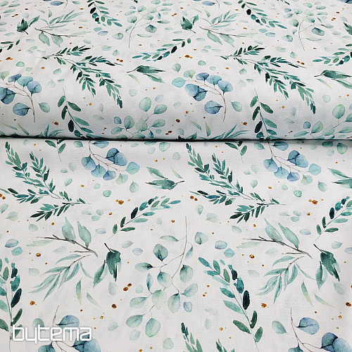 Cotton fabric FINE TWIGS green