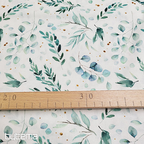 Cotton fabric FINE TWIGS green