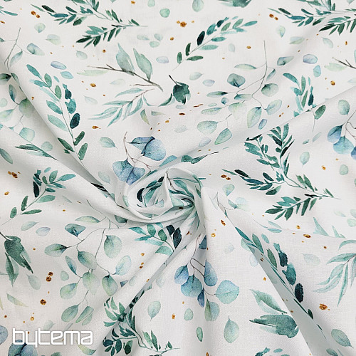 Cotton fabric FINE TWIGS green