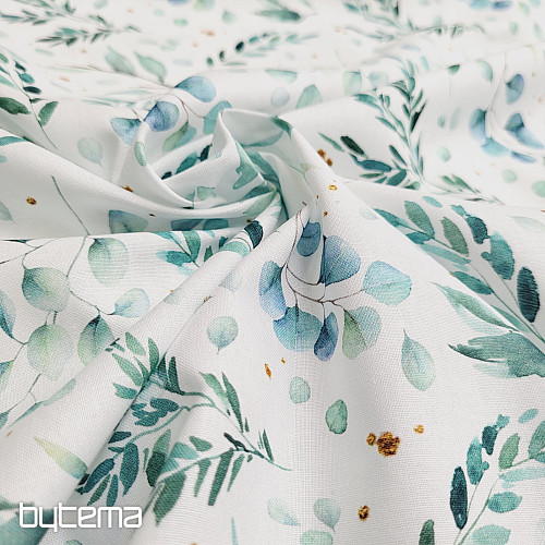 Cotton fabric FINE TWIGS green