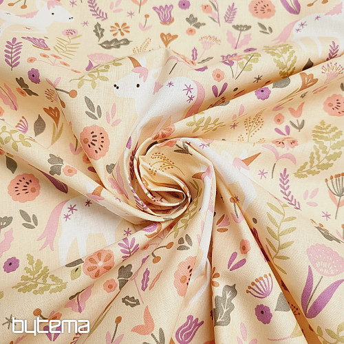 Cotton fabric UNICORN pink