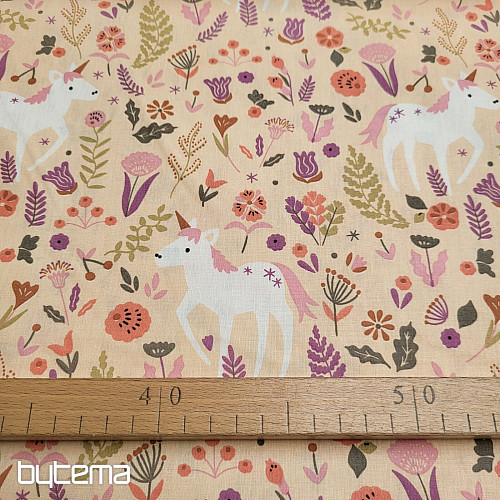 Cotton fabric UNICORN pink