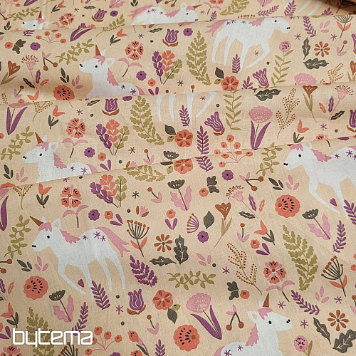Cotton fabric UNICORN pink