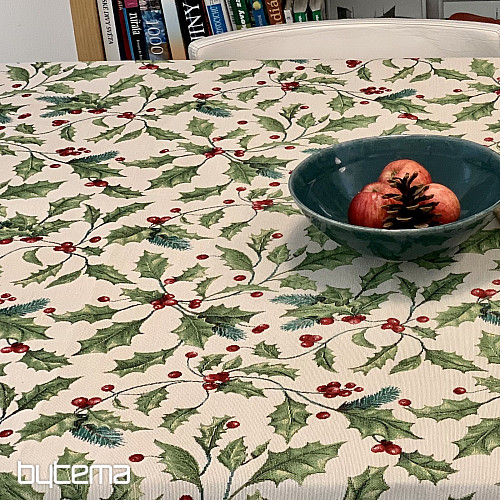 Tapestry tablecloth and scarf CHRISTMAS HOLLY