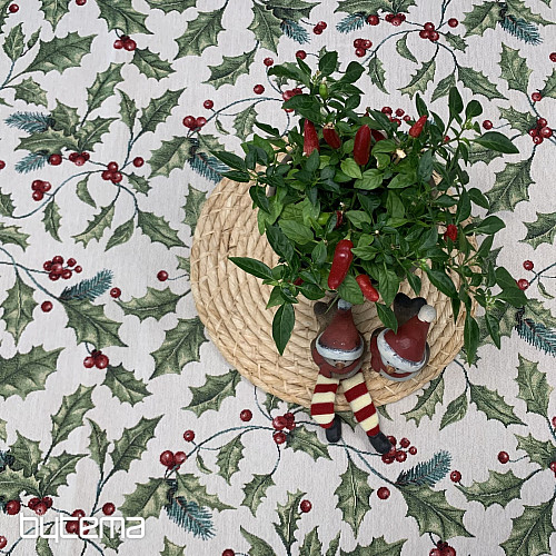 Tapestry tablecloth and scarf CHRISTMAS HOLLY