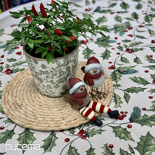 Tapestry tablecloth and scarf CHRISTMAS HOLLY