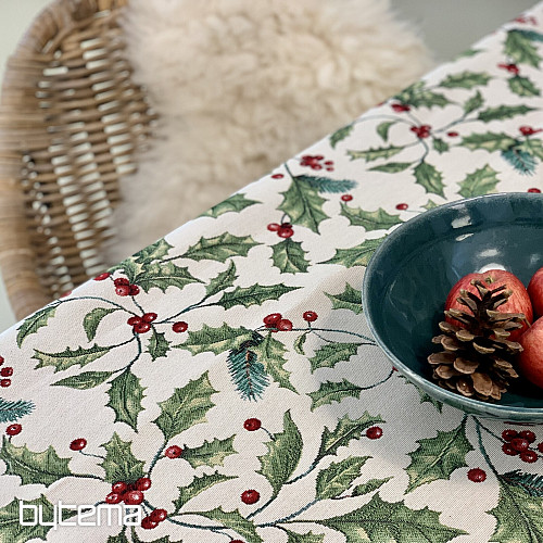 Tapestry tablecloth and scarf CHRISTMAS HOLLY