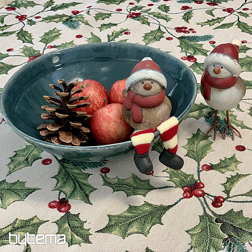 Tapestry tablecloth and scarf CHRISTMAS HOLLY