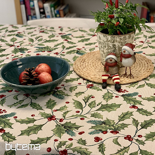 Tapestry tablecloth and scarf CHRISTMAS HOLLY