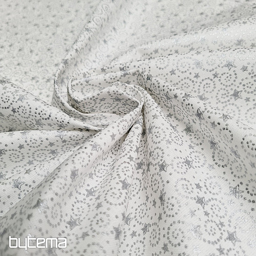 Cotton fabric MINI STARS silver