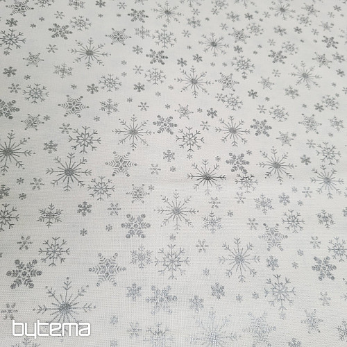 Cotton fabric LARGE FLAKES silver