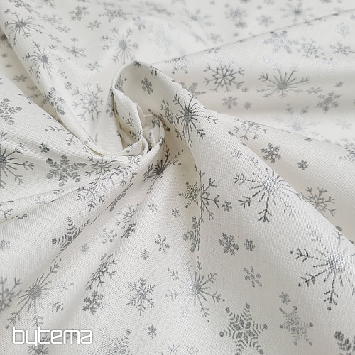 Cotton fabric LARGE FLAKES silver
